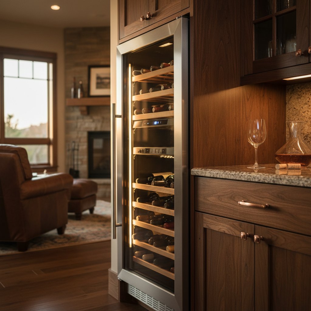 Built-in wine cooler in luxury Denver home